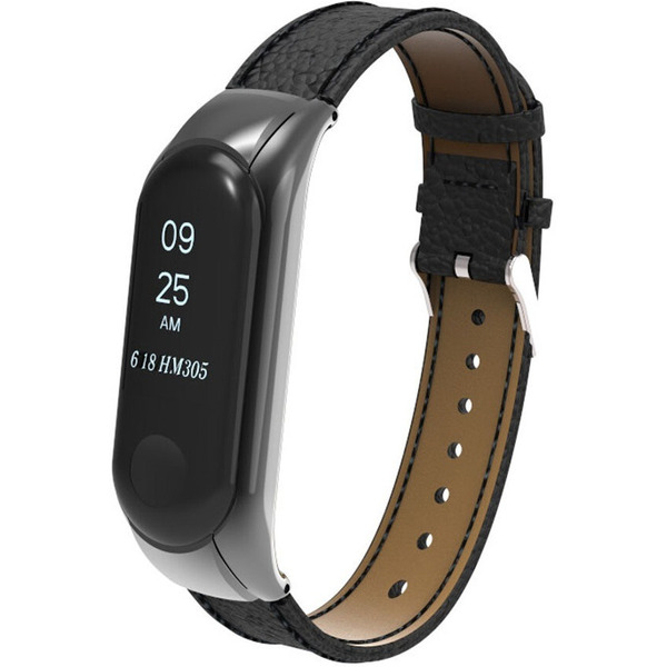 Ремешок BINGO GENUINE LEATHER для Xiaomi Mi Band 3 Черный