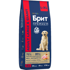 Сухой корм для собак Брит Premium Dog Adult Large and Giant для взрослых собак крупных и гигантских пород с курицей 5050017 15 кг