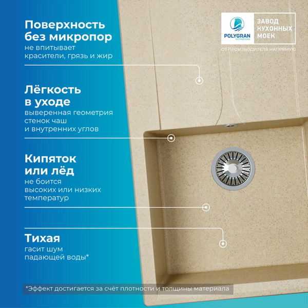 Кухонная мойка Polygran Gals 860 (опал)