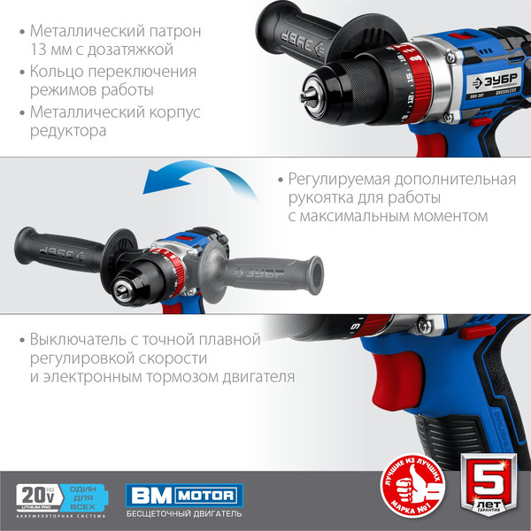 Дрель-шуруповерт Зубр Профессионал DBS-201-22 (с 2-мя АКБ, кейс)