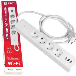 Умный удлинитель EKF Connect Wi-Fi с USB RCE-1-WF