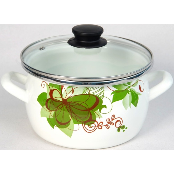 Кастрюля Сантэкс 1-2440112 (абстракция зеленая, белый)