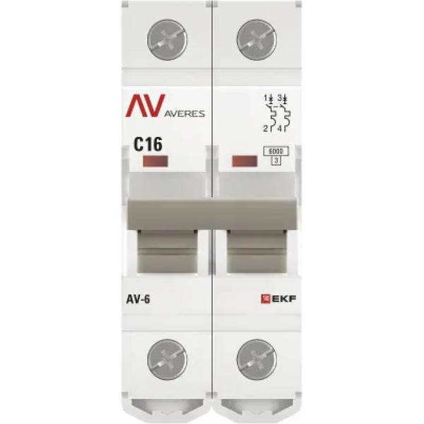 Выключатель автоматический EKF Averes AV-6 2P 16A (C) 6kA