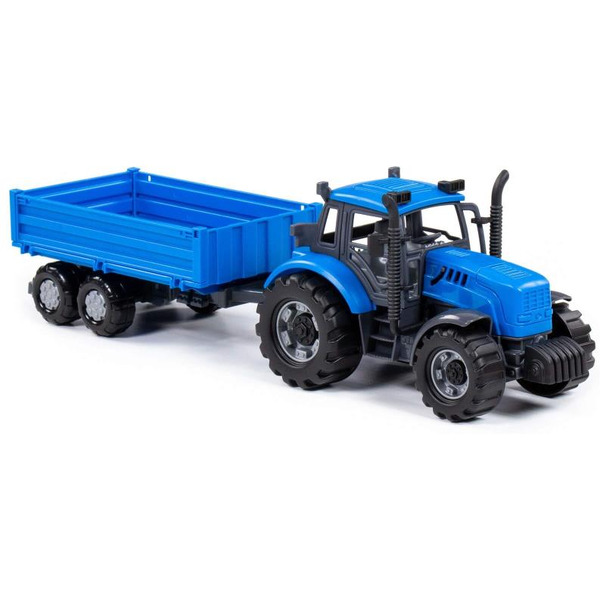 Трактор Полесье Прогресс с бортовым прицепом инерционный 91253