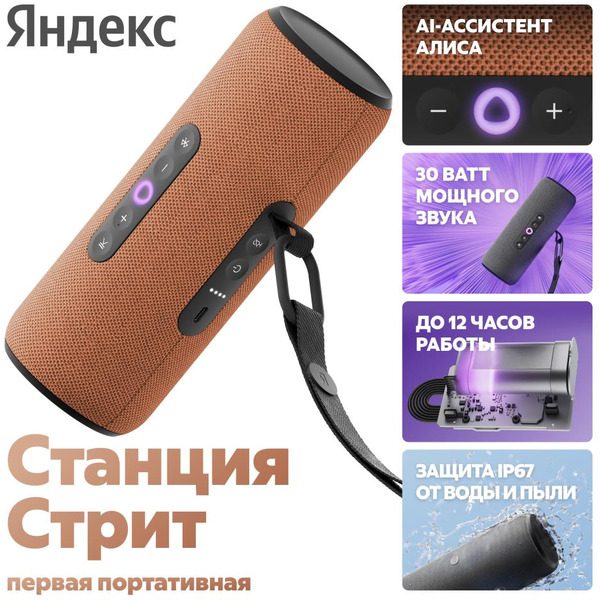 Портативная Умная колонка Яндекс.Станция Стрит YNDX-00030ORG (оранжевый)
