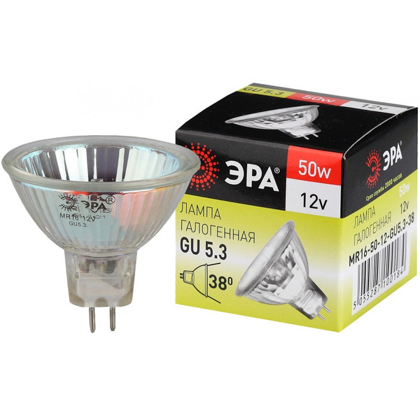 Лампочка ЭРА GU5.3-MR16-50W-12V-CL