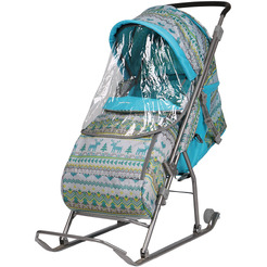 Санки-коляска НИКА Умка 3 Вязанный (бирюзовый)