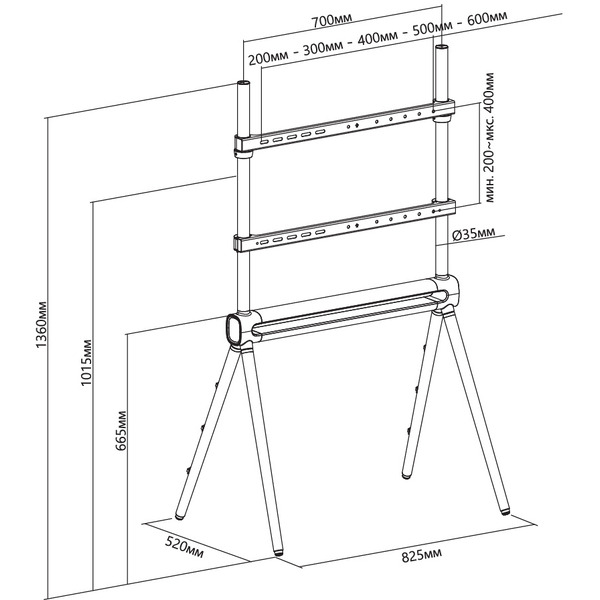 Подставка для телевизора Cactus CS-ST2946GY