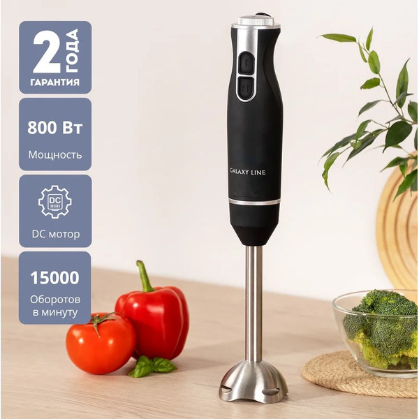 Блендер погружной Galaxy LINE GL 2147 (Черный с серебристым)