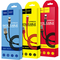 Кабель Hoco X26 USB Type-A - Lightning (1 м, черный/красный)