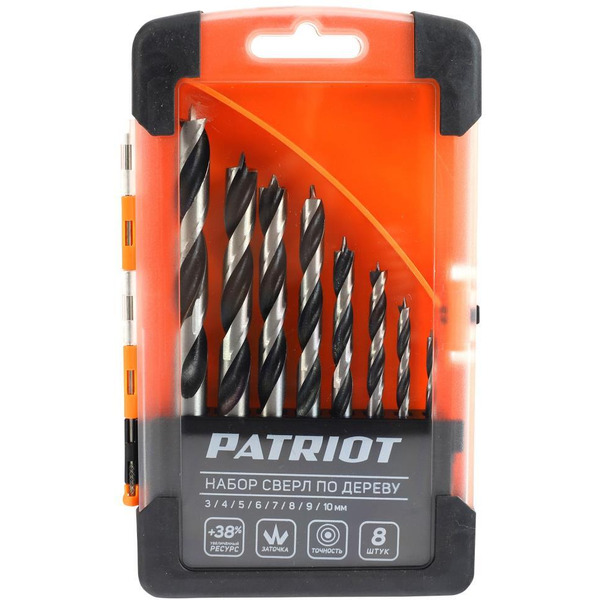 Набор сверел по дереву PATRIOT 815010103 (3-10мм)