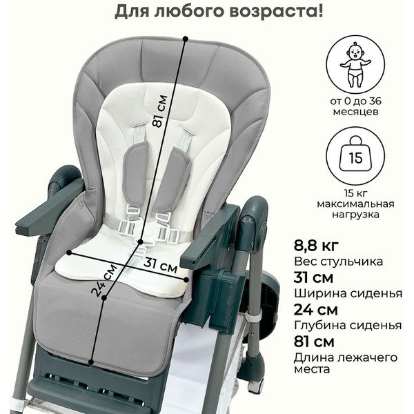 Стульчик для кормления BubaGo Amelia BG 103-2 (светло-серый)