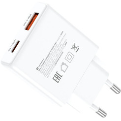 СЗУ Atomic BLADE G203 GAN 20W 2-порта USB (A+C) с кабелем USB (С-L) 1 метр, цвет белый | 10.208