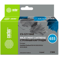 Картридж струйный Cactus CS-CZ110AE №655 (голубой)