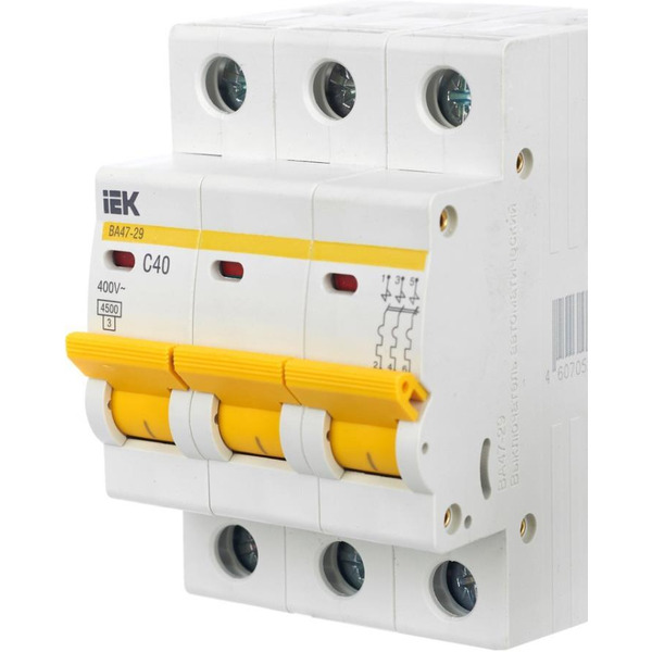 Выключатель автоматический IEK ВА47-29 40А 3Р 4.5кА С MVA20-3-040-C