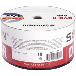 DVD-R SONNEN 4,7Гб 16x, набор 50 шт. 512574