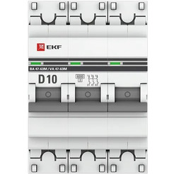 Выключатель автоматический EKF PROxima 3P 10А (D) 6кА ВА 47-63M без теплового расцепителя