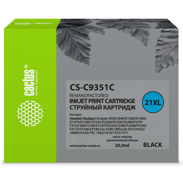 Картридж струйный Cactus CS-C9351C №21XL (черный)