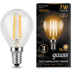 Лампа Gauss LED Filament Globe E14 7 Вт 2700 К 105801107