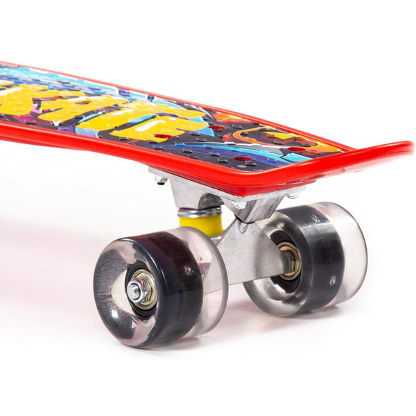 Доска роликовая Полесье 89595 (56 см) красная с наклейкой и чёрными колёсами