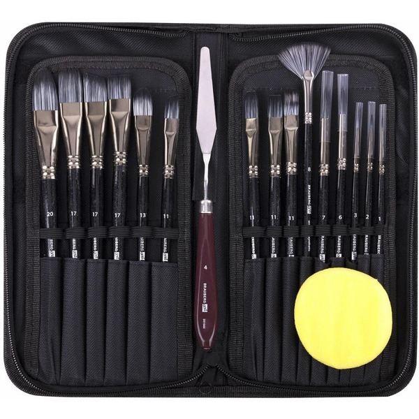 Набор кистей BRAUBERG ART DEBUT 201043 (15 штмастихин и художественная губка)