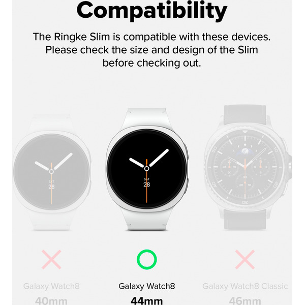 Чехол Ringke SLIM для Galaxy Watch 8 44mm CLEAR(1шт) + MATTE BLACK(1шт)
