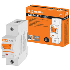 Выключатель автоматический TDM ВА 47-125 1Р 32А (C) 15кА SQ0208-0053