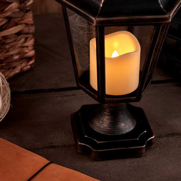 Декоративный фонарь со свечкой NEON-NIGHT на подставке 513-058