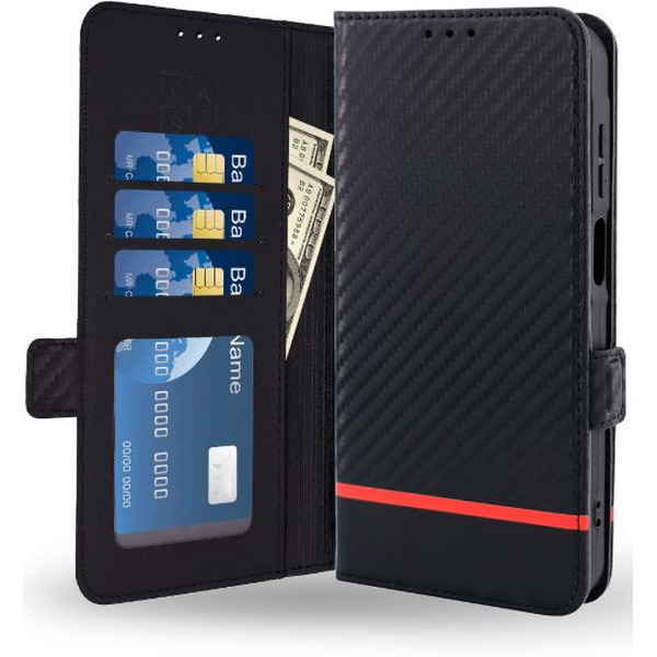 Чехол-книжка Case Book для POCO F6 Pro 5G с магнитной застежкой (черный карбон)