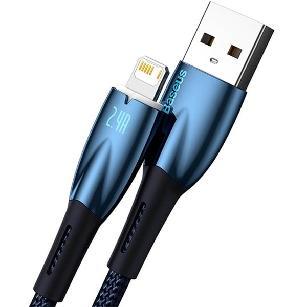 Кабель Baseus Glimmer Series Fast Charging Data Cable USB Type-A - Lightning 2.4A CADH000303 (2 м, синий)