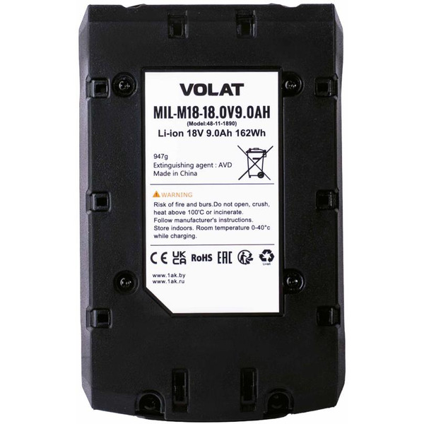 Аккумуляторная батарея VOLAT для Milwaukee 18.0V 9.0Ah (Li-ion) MIL-M18
