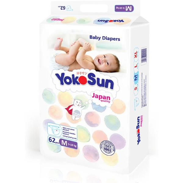 Подгузники YokoSun На липучках M 5-10 кг (62 шт)