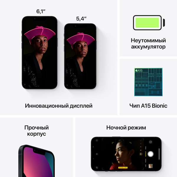Смартфон Apple iPhone 13 128GB Midnight (MLPF3AA/A)