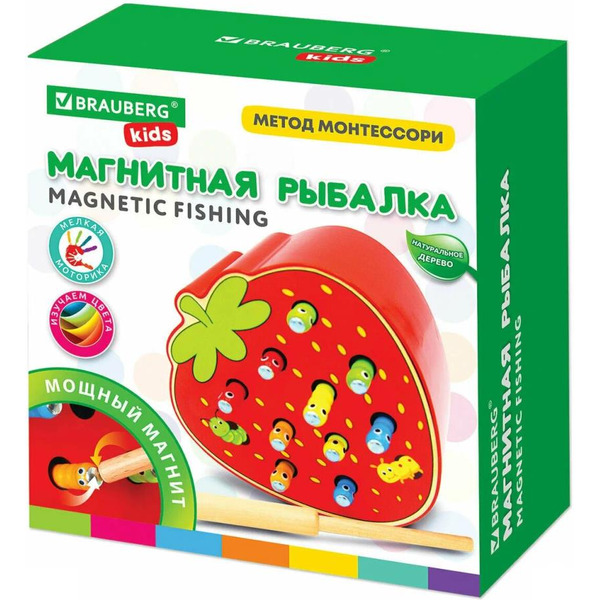 Развивающая игра BRAUBERG KIDS магнитная рыбалка "Червяки в клубнике" 665245