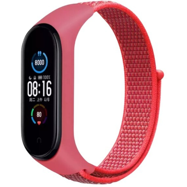 Ремешок Bingo Nylon для Xiaomi Mi Band 5/6/7 Малиновый