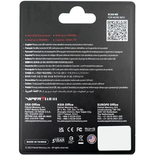 SSD накопитель Patriot VP4000 Mini 1TB VP4000M1TBM23