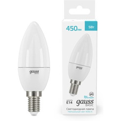 Светодиодная лампочка Gauss Basic LED-M C37 5 Вт 450lm 4000K E14 LED 10301252