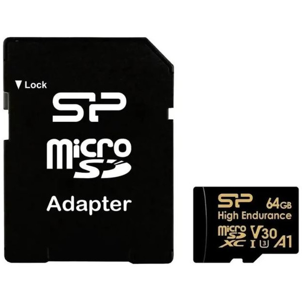 Карта памяти Silicon-Power Golden Series High Endurance microSDXC SP064GBSTXDV3V1HSP 64GB (с адаптером)