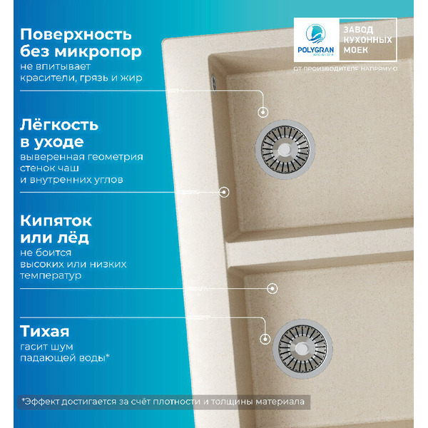 Кухонная мойка Polygran Brig 790 (кремовый)