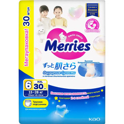 Подгузники-трусики детские Merries XXL 15-28кг (30шт)