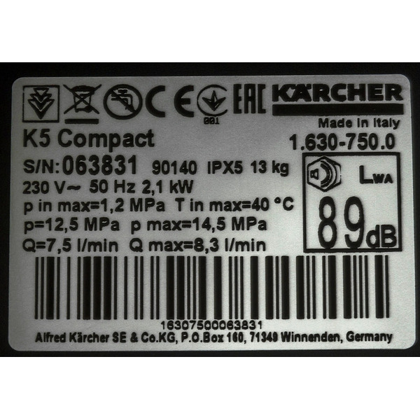 Мойка высокого давления Karcher K 5 Compact Relaunch (1.630-750.0)
