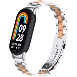 Ремешок Bingo Stainless для XIAOMI Mi Band 8 Серебристый с розовым золотом