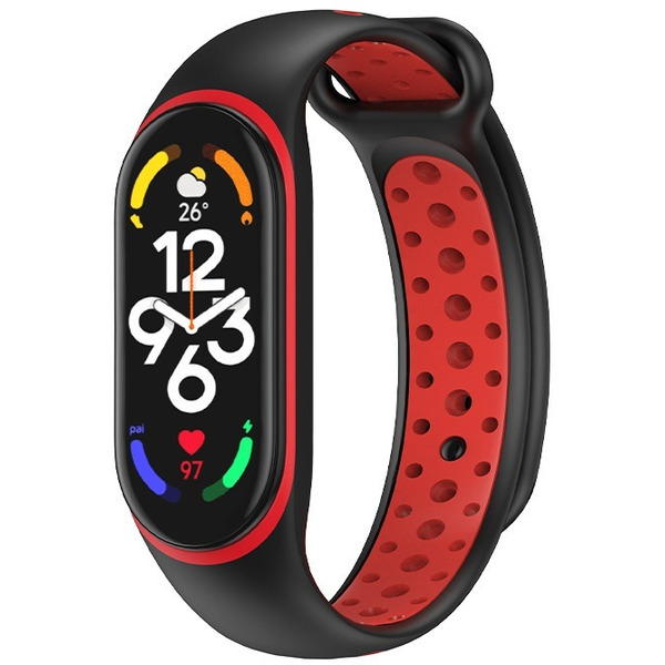Ремешок Bingo Sport для XIAOMI Mi Band 5/6/7 Черный с красным