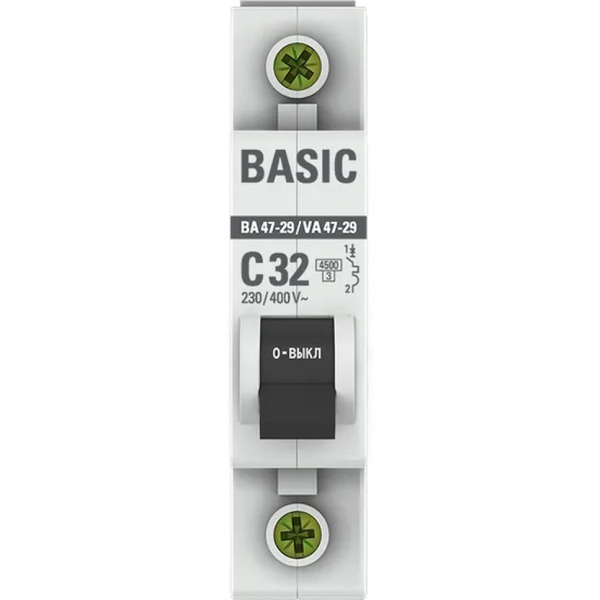 Выключатель автоматический EKF Basic ВА 47-29 1P 32А (C) 4,5кА