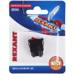 Выключатель клавишный Rexant 06-0300-A (6А (4с) ON-OFF красный)