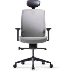 Кресло BESTUHL J1 (черная рама, спинка-сетка, сиденье-ткань, крест.-пластик, серый)