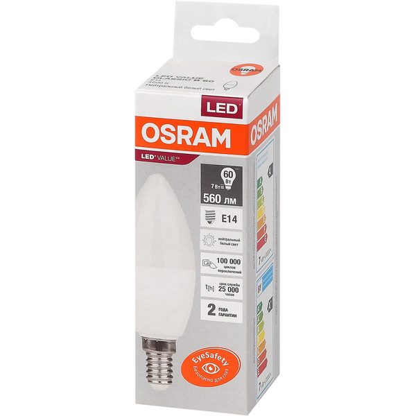 Лампа светодиодная OSRAM B60 7W 4000K Е14