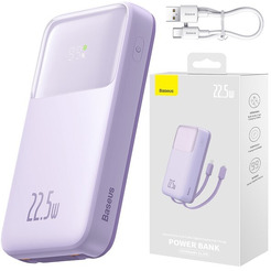 Внешний аккумулятор Baseus Comet Series Dual-Cable Digital Display Fast Charge Power Bank 22.5W 20000mAh (сиреневый)