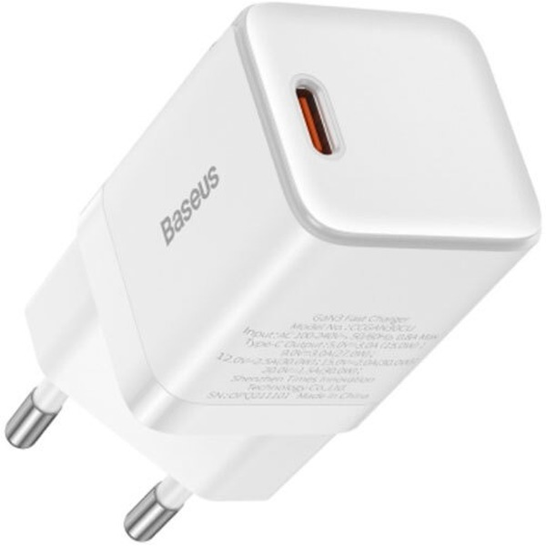 Сетевое зарядное устройство Baseus GaN3 Fast Charger 1C 30W CCGN010102 White