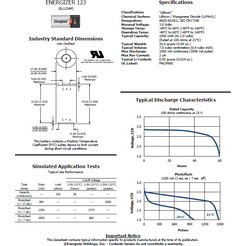 Элемент питания ENERGIZER Photo Lithium 123 FSB1 (E300777601)